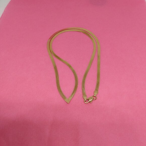 Beautiful solid 14kt gold, Chevron herringbone necklace. - Picture 1 of 12